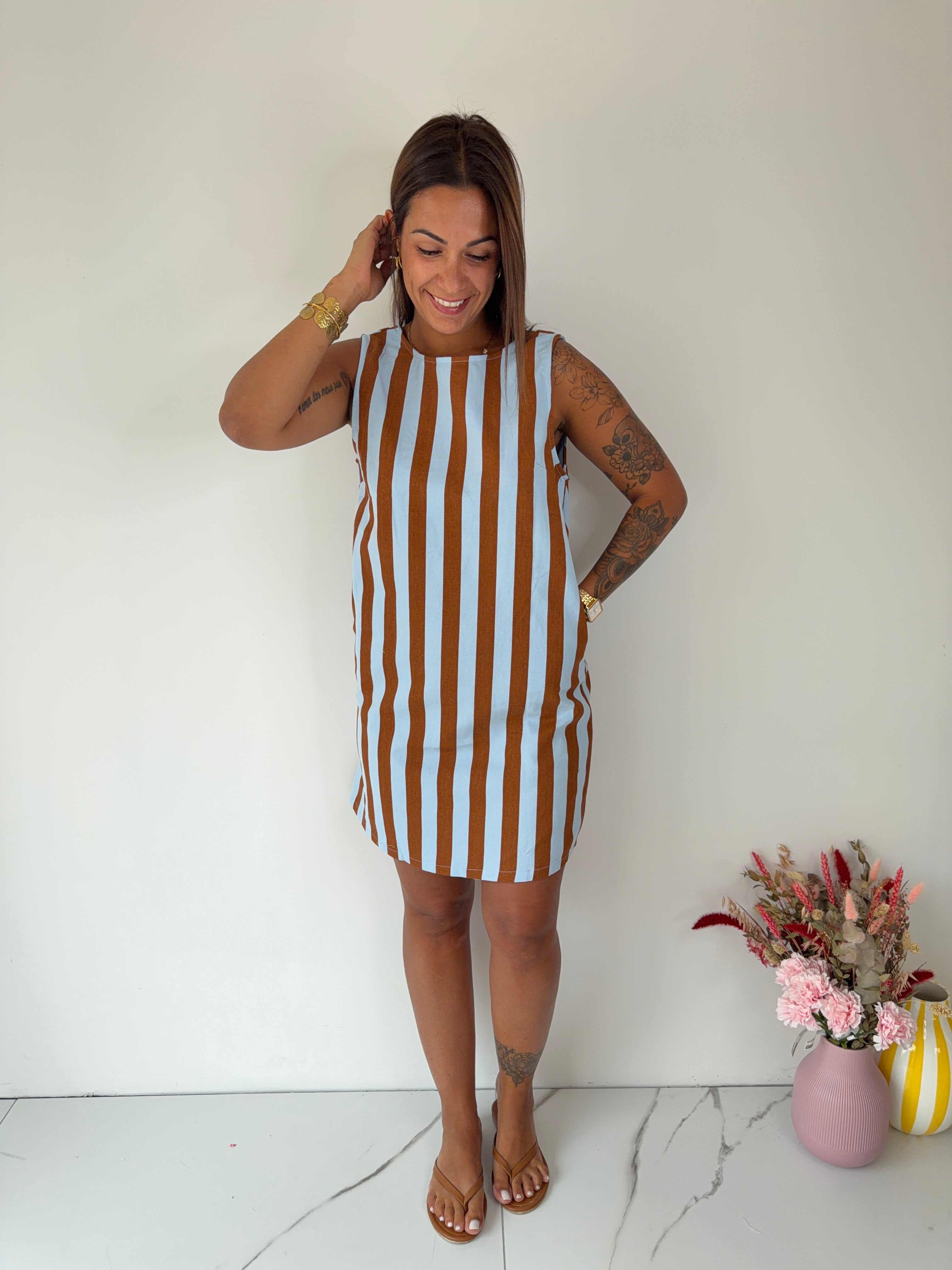 Robe Fonia - chocolat / bleu