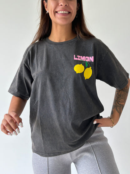 T-shirt citron Li-gris