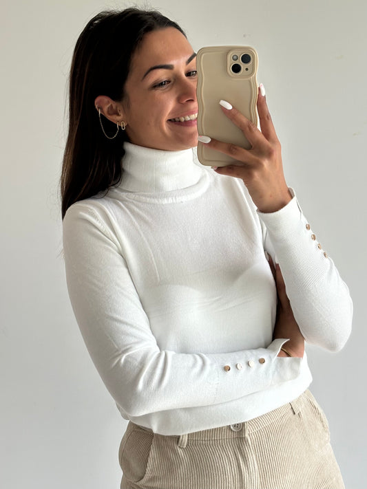 Pull col roulé Livia blanc