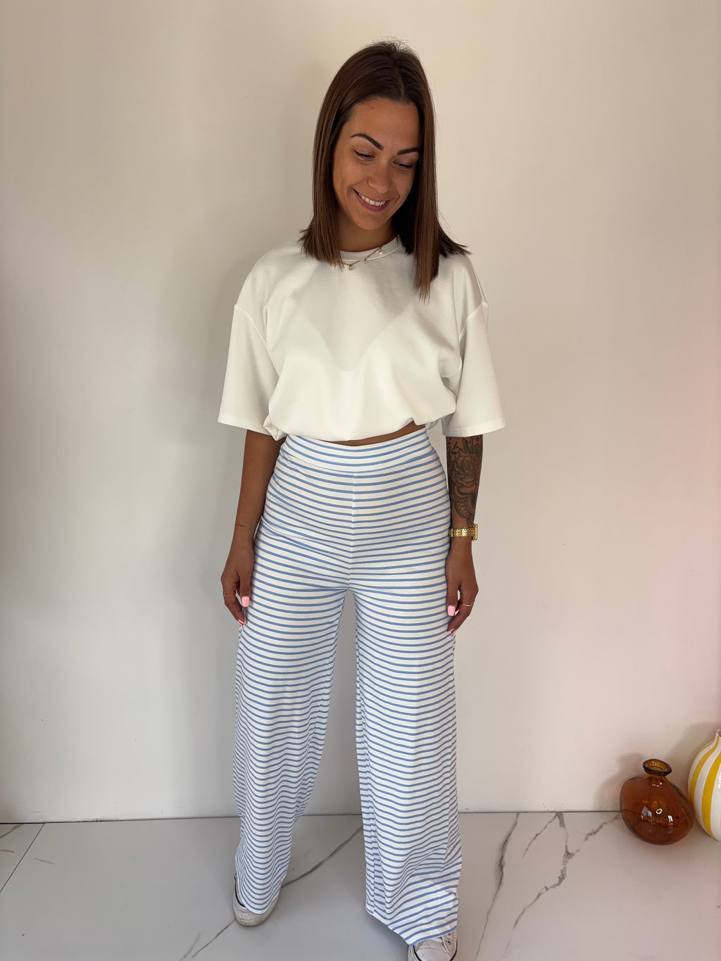 Pantalon Rayé - bleu