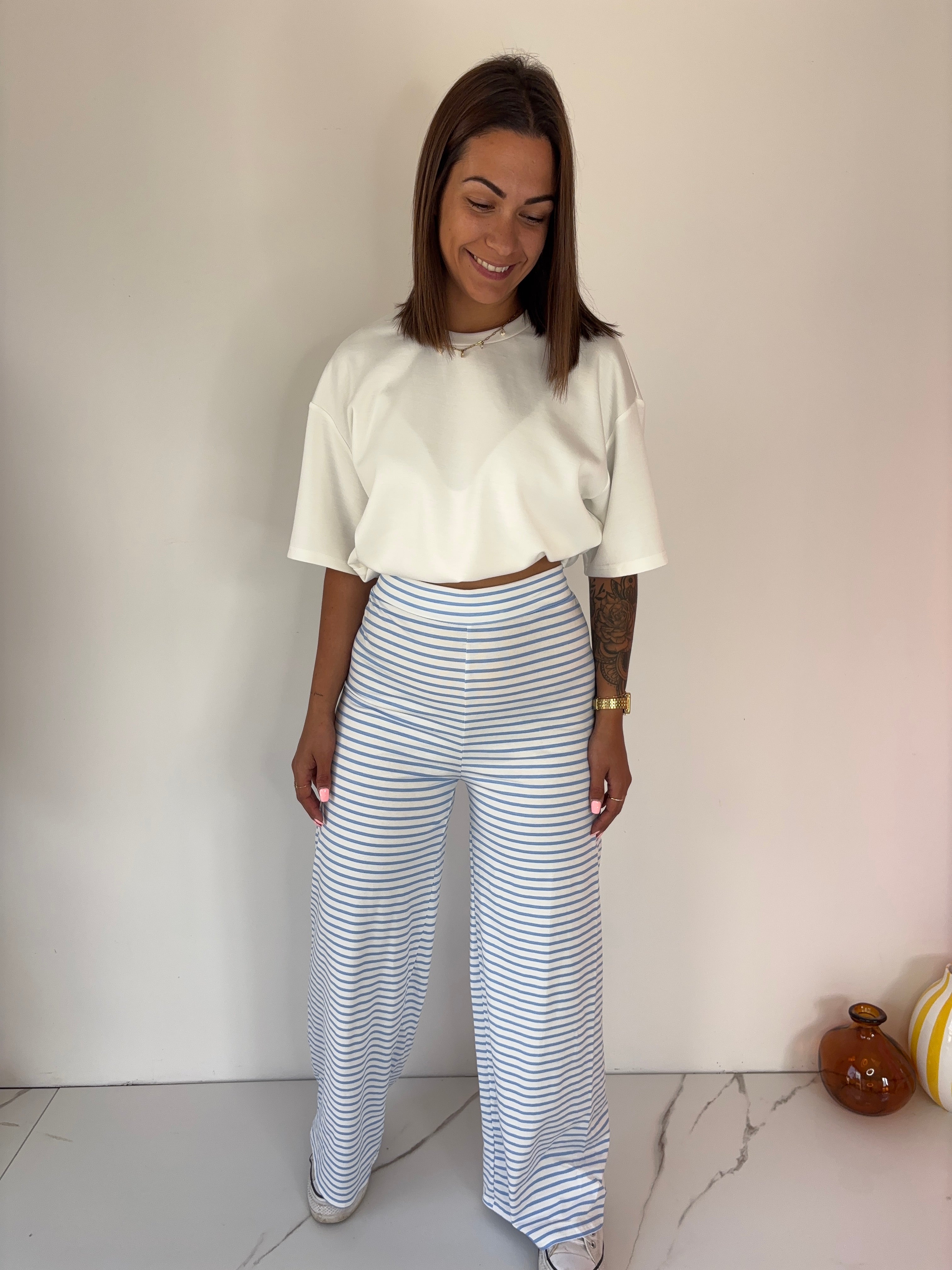 Pantalon Rayé - bleu