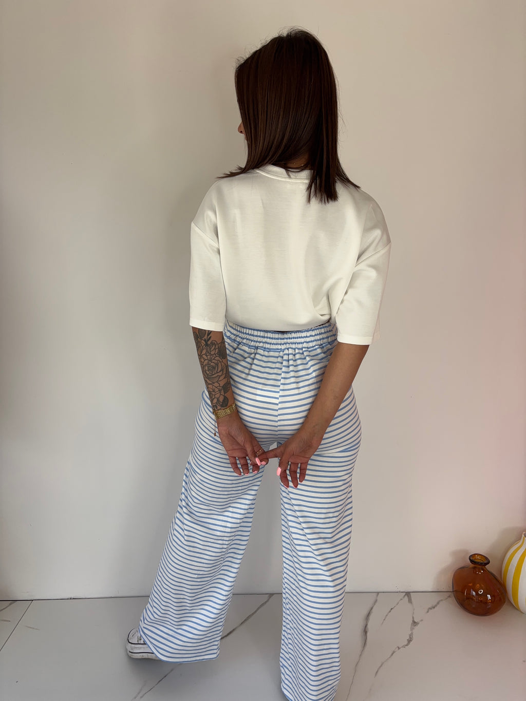Pantalon Rayé - bleu