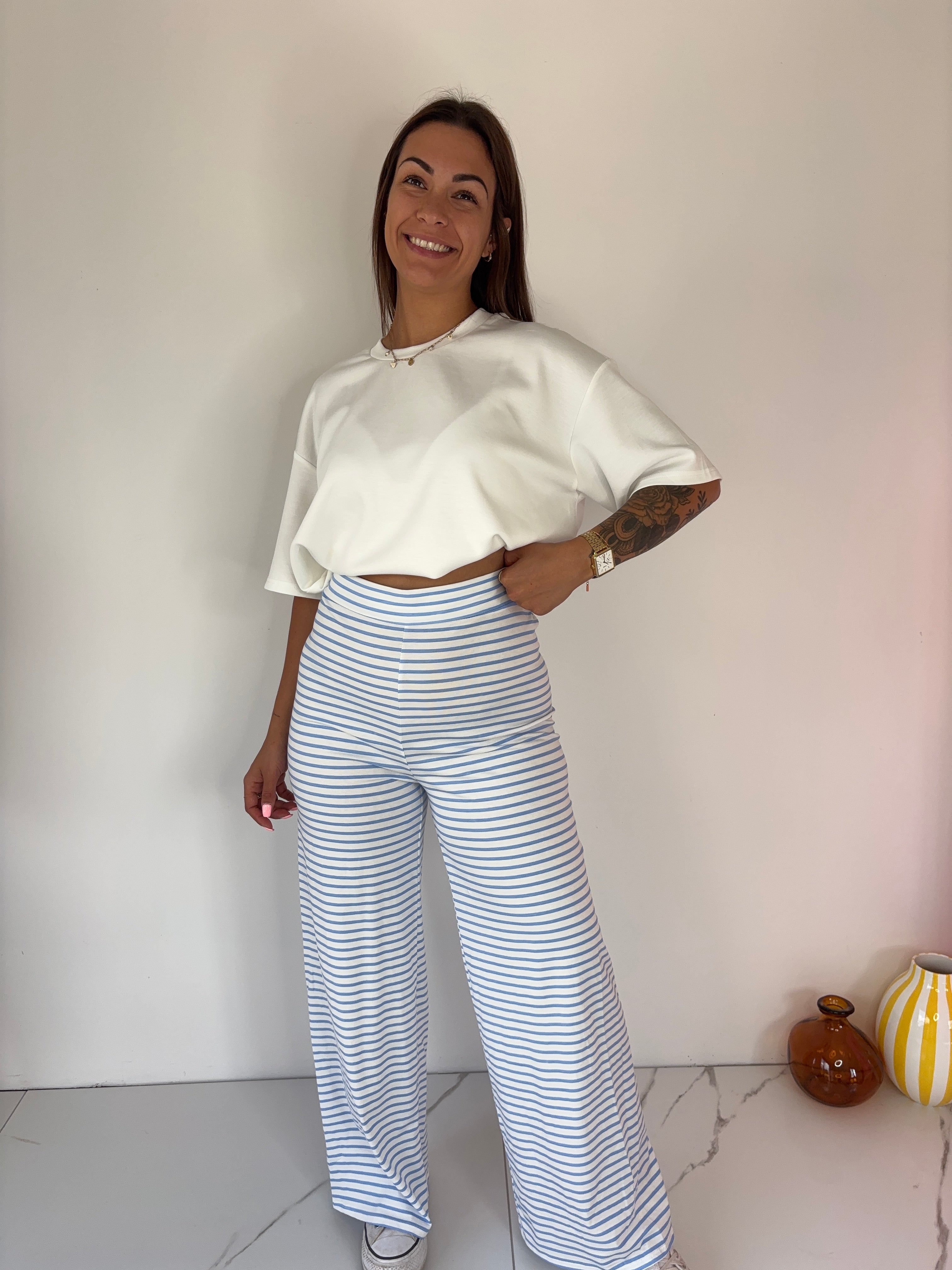 Pantalon Rayé - bleu