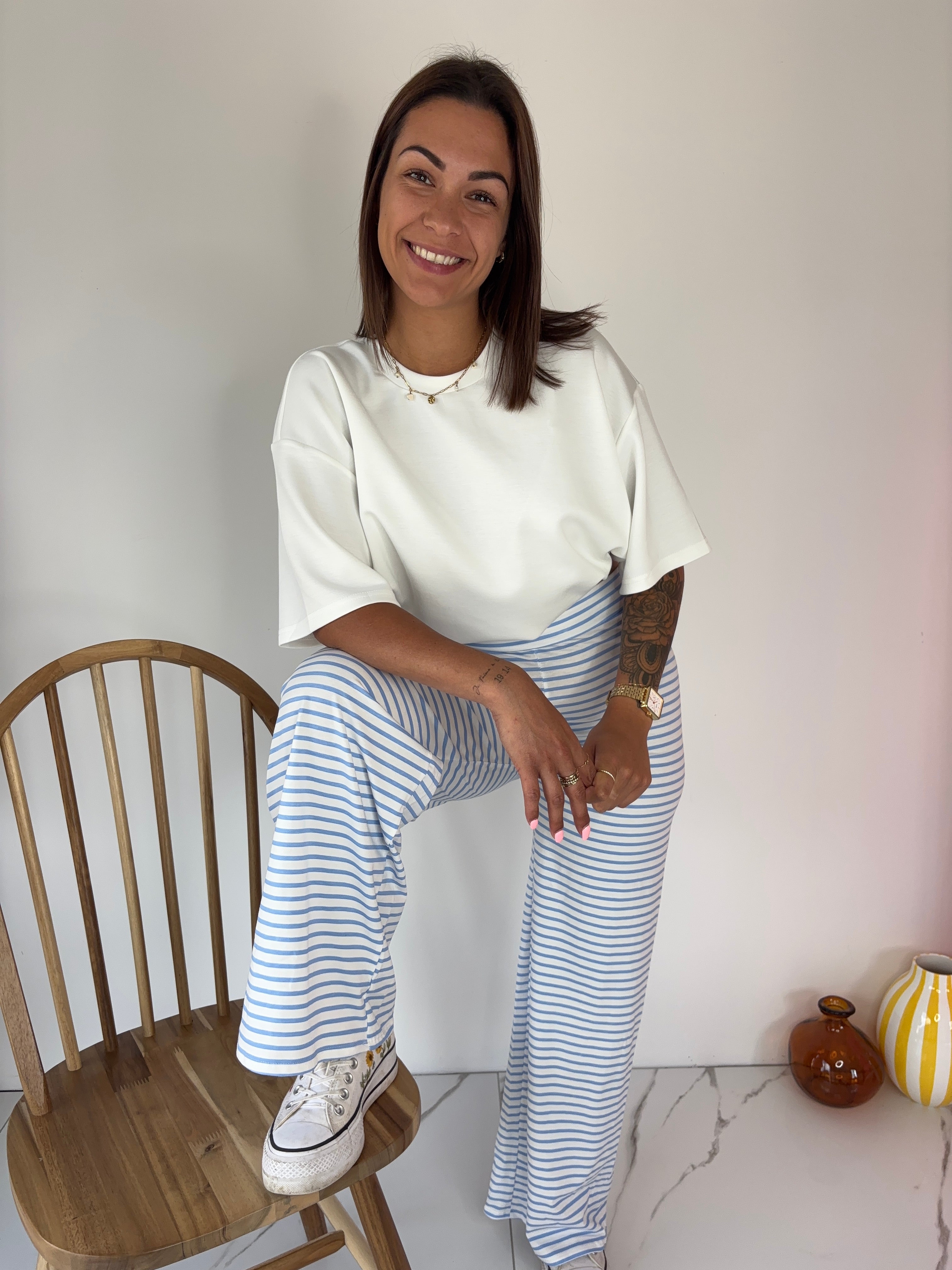 Pantalon Rayé - bleu
