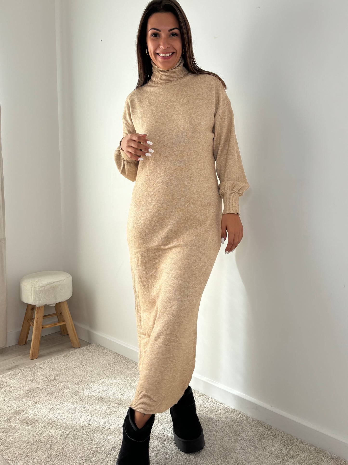 Robe pull beige Edith