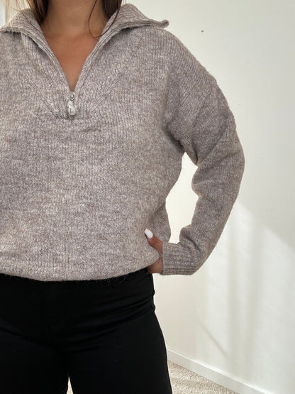 DÉFECTUEUX - Pull taupe Perline