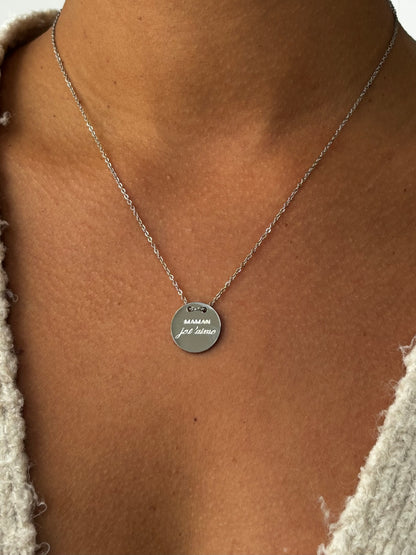 Collier "Maman je t'aime" argenté