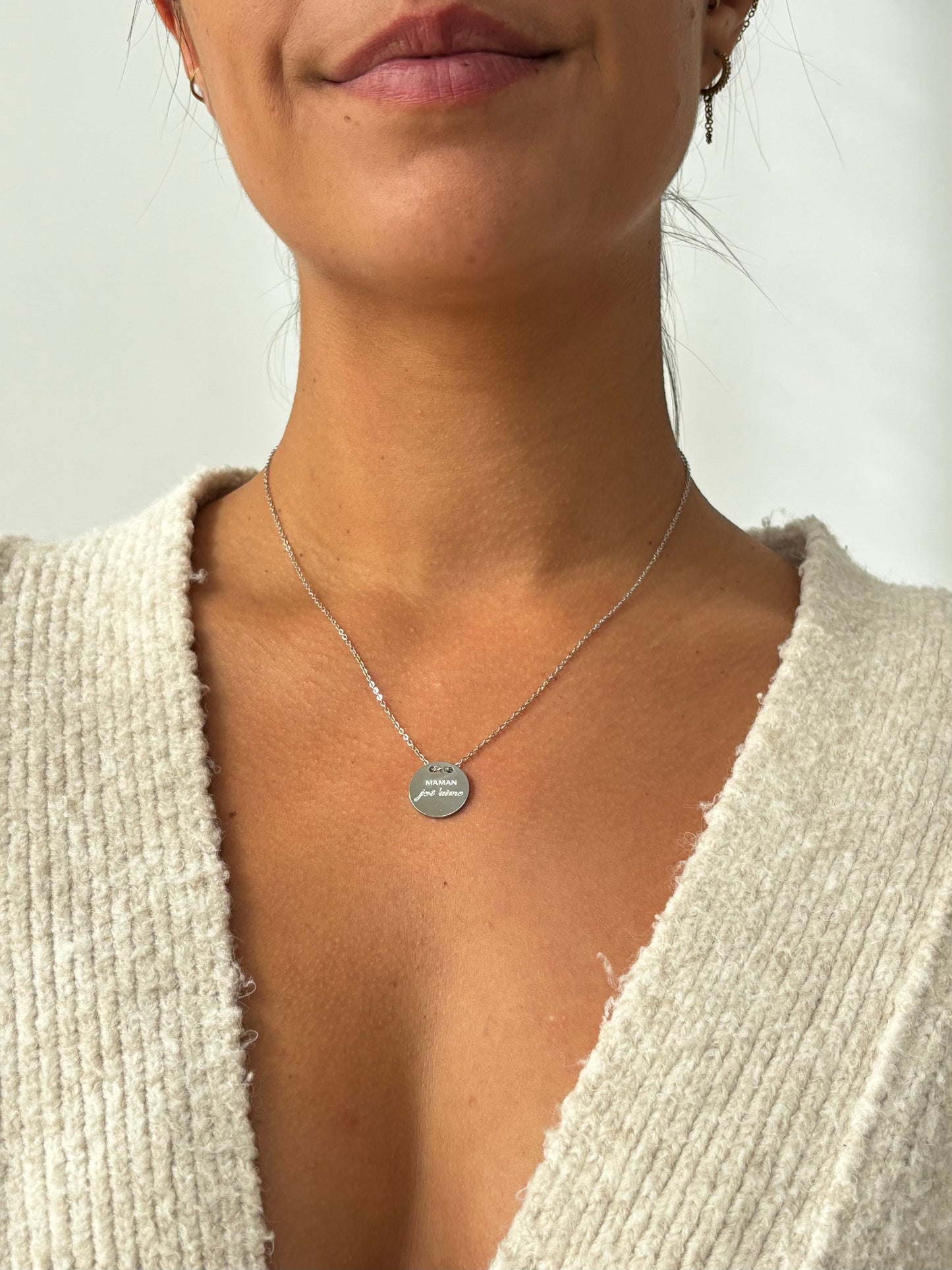 Collier "Maman je t'aime" argenté