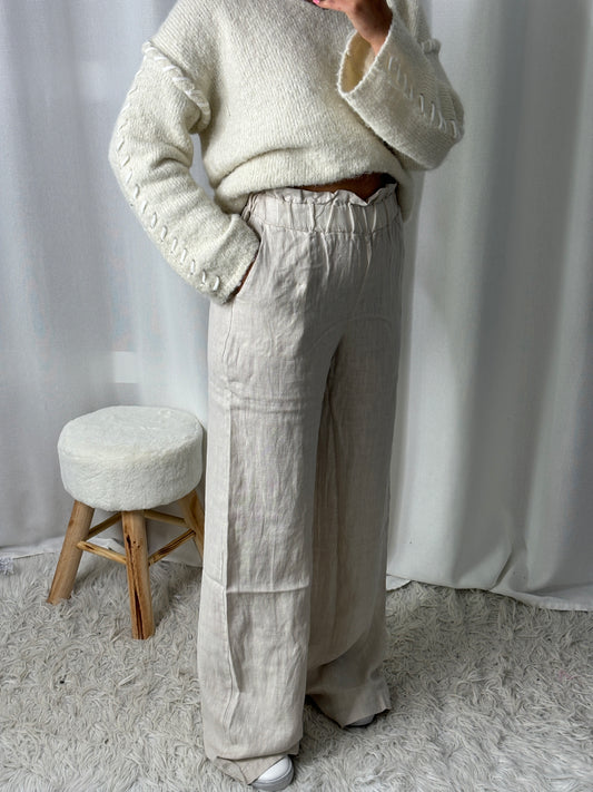 Pantalon Léna en lin Beige