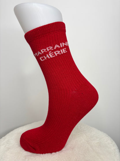 Chaussettes « MARRAINE CHÉRIE » - plusieurs coloris